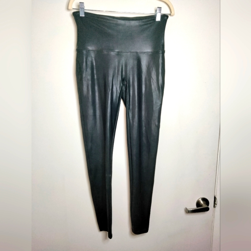 Spanx (Size XL) Black Mineral Stretch High-Waisted Tummy Control Pullon Leggings